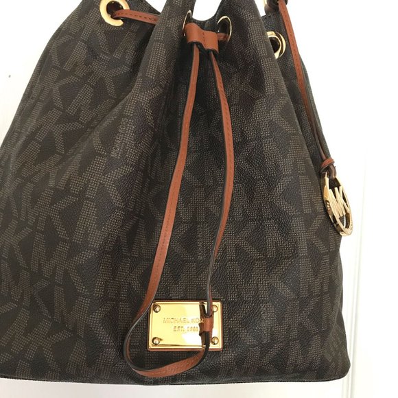 Michael Kors Brown Logo Print Shoulder Bag - Picture 8 of 8
